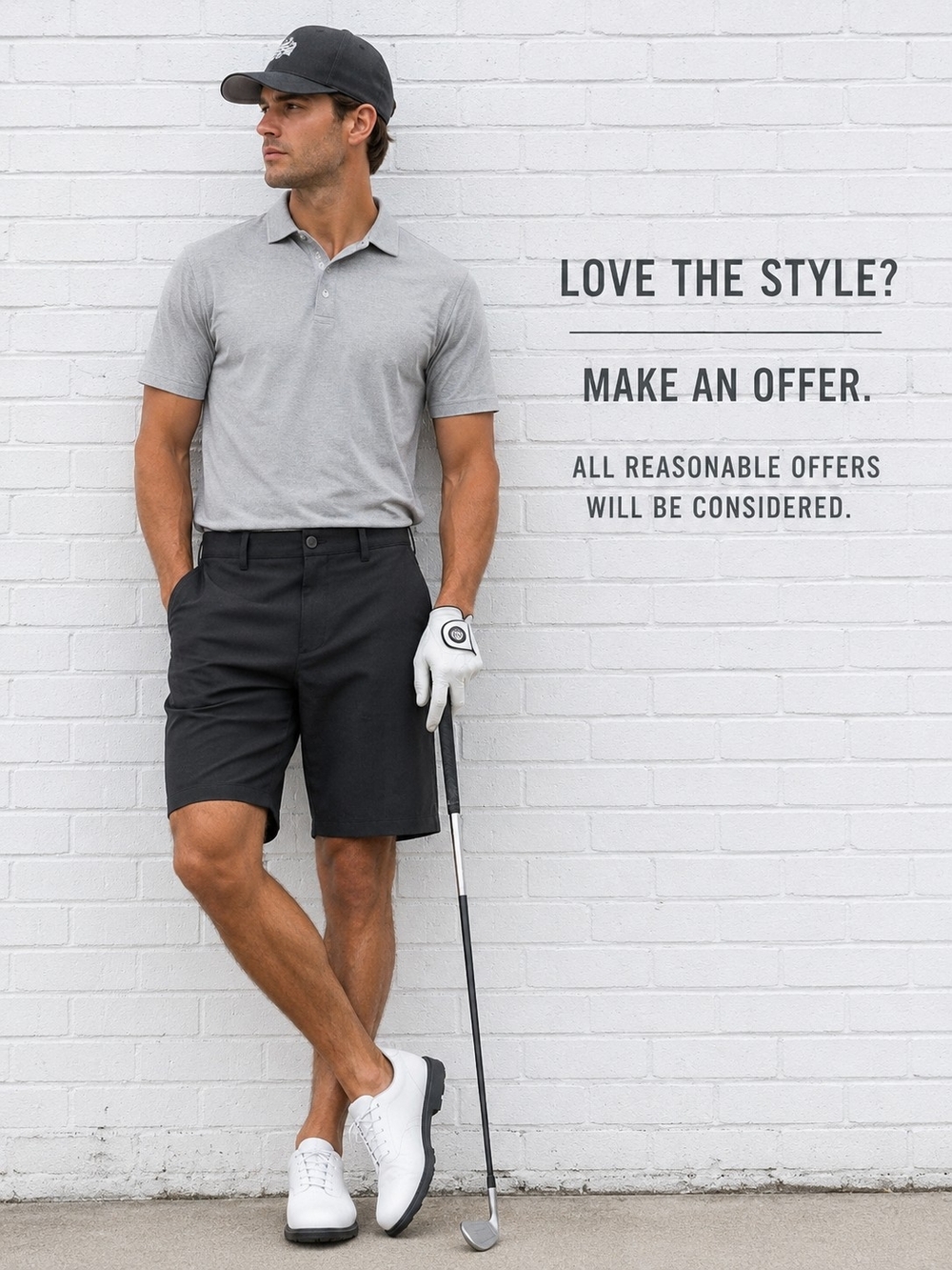 Greg Norman Golf Shorts Black Performance Stretch Flat Front Mens 34
